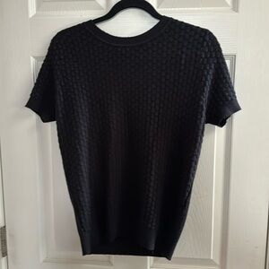 Cotton Emporium Women’s Scalloped crew sweater Black Medium NWOT